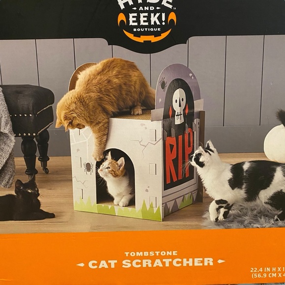 NEW Halloween Double Decker Tombstone Cat Scratcher & Hideout - Picture 13 of 14